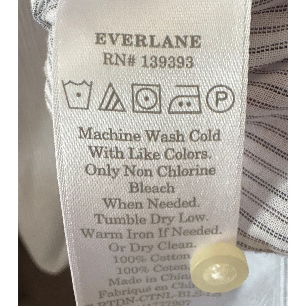 Everlane Gray Pinstripes Ruched Peasant Blouse Sz 16 - Picture 6 of 7